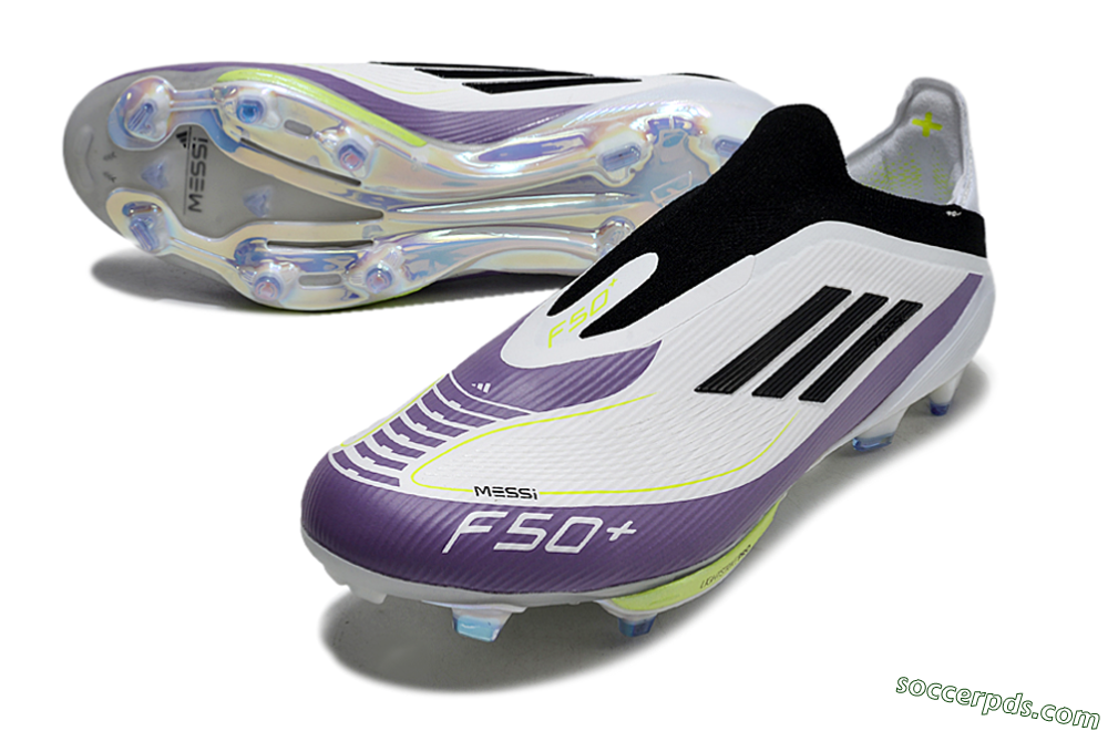 Adidas F50+ Elite Lightstrike Pro Laceless FG Low-Tops Football Boots - White/Black/Purple 3