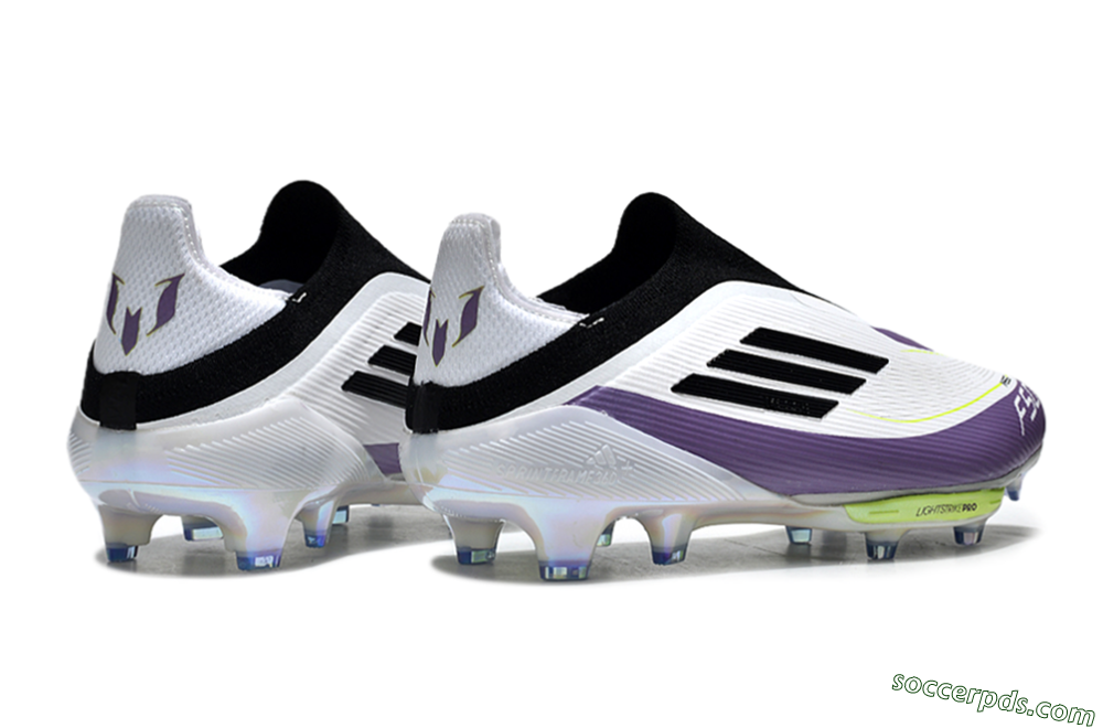 Adidas F50+ Elite Lightstrike Pro Laceless FG Low-Tops Football Boots - White/Black/Purple 6