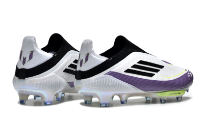 Adidas F50+ Elite Lightstrike Pro Laceless FG Low-Tops Football Boots - White/Black/Purple