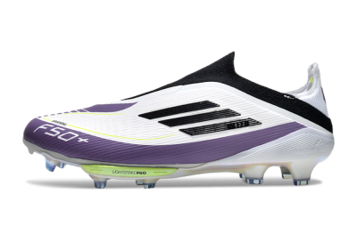 Adidas F50+ Elite Lightstrike Pro Laceless FG Low-Tops Football Boots - White/Black/Purple