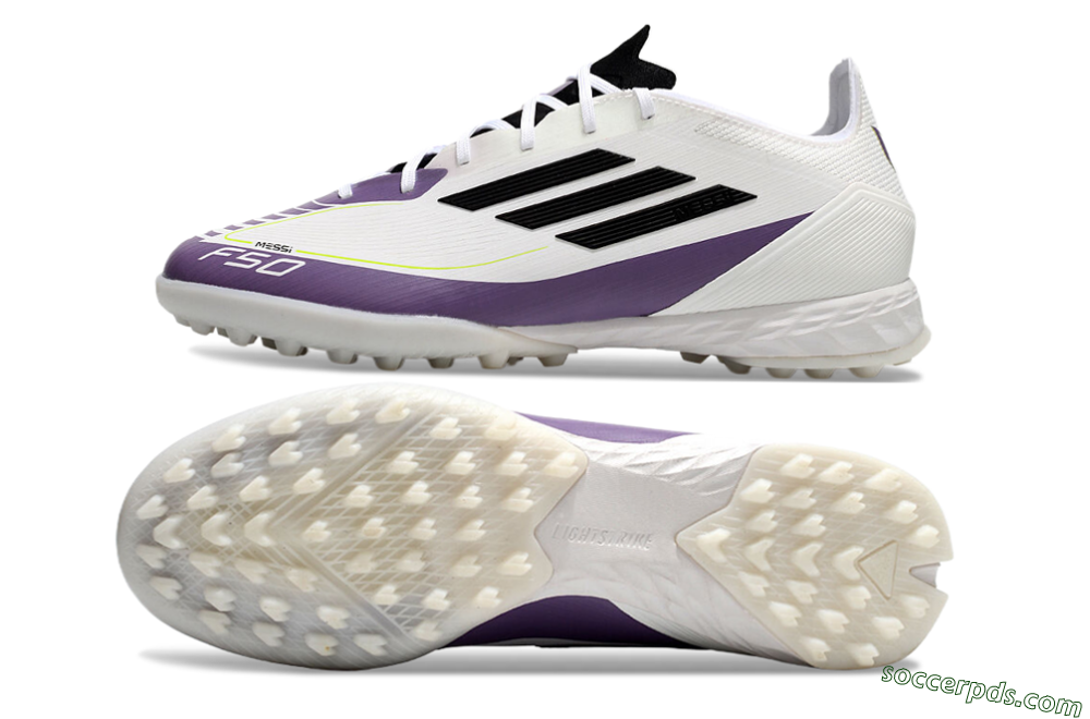 Adidas x Messi F50 Pro TF Low-Tops Football Shoes - White/Purple/Black 0