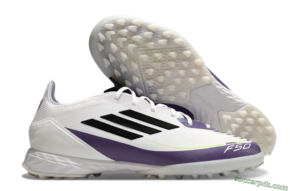 Adidas x Messi F50 Pro TF Low-Tops Football Shoes - White/Purple/Black 1