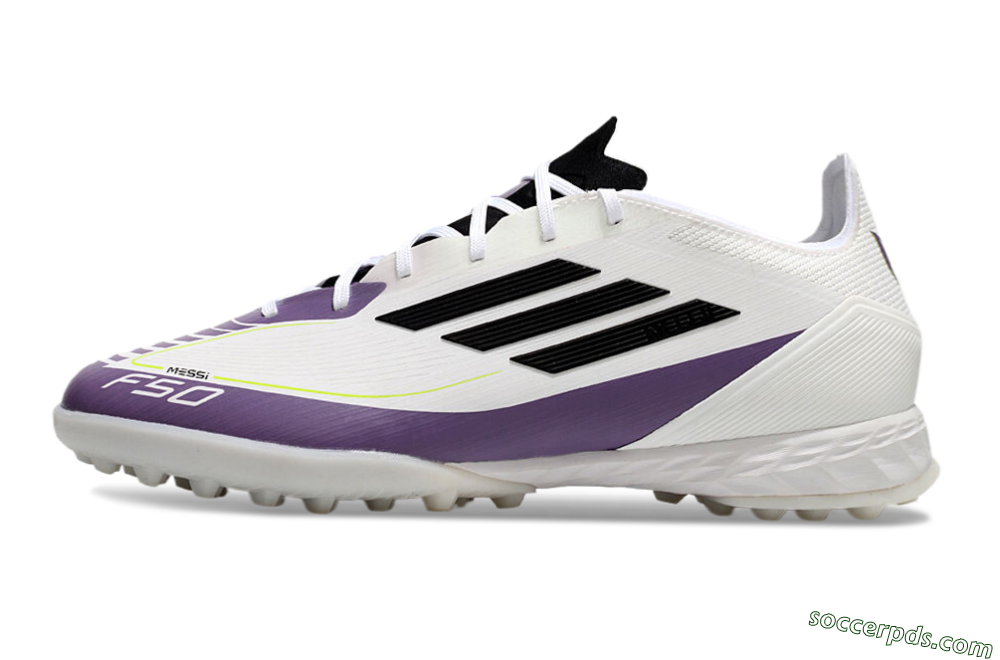 Adidas x Messi F50 Pro TF Low-Tops Football Shoes - White/Purple/Black 2