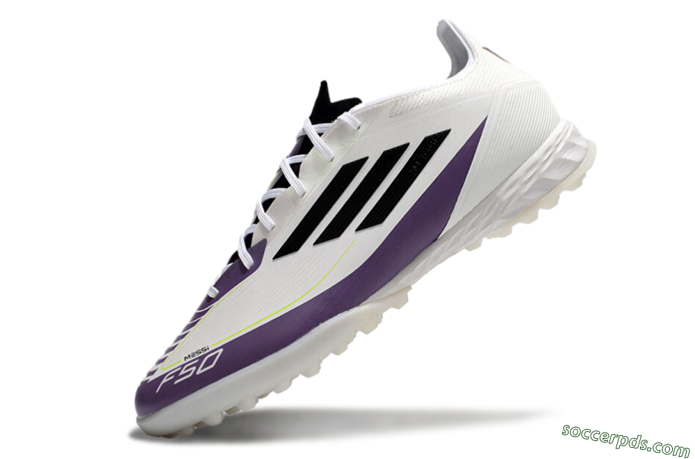 Adidas x Messi F50 Pro TF Low-Tops Football Shoes - White/Purple/Black 5