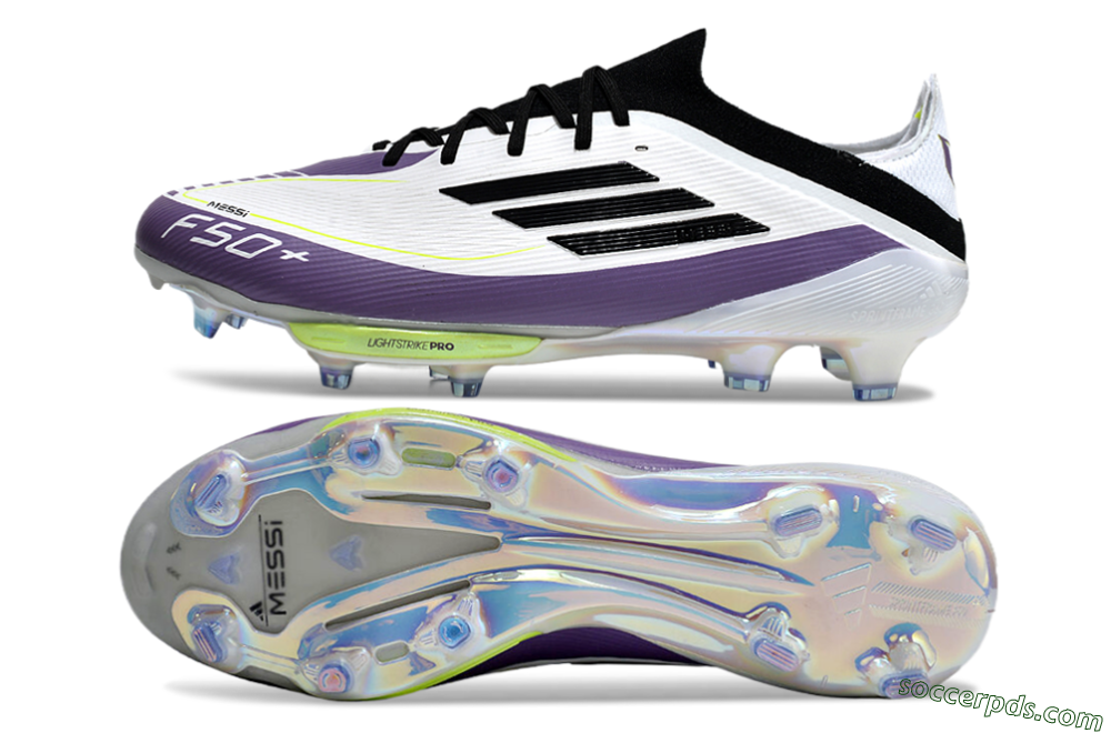 Adidas F50 Elite FG Low-Tops Football Boots - White/Black/Purple 0