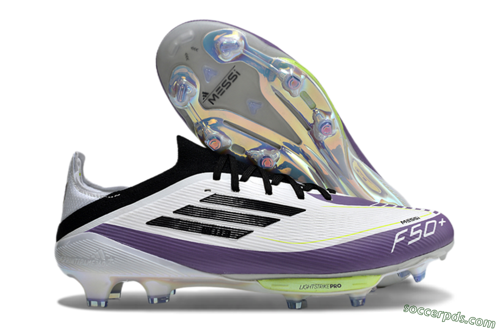 Adidas F50 Elite FG Low-Tops Football Boots - White/Black/Purple 1