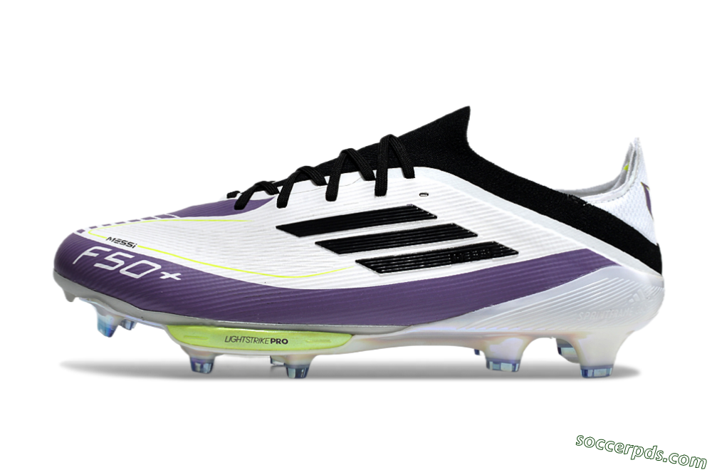 Adidas F50 Elite FG Low-Tops Football Boots - White/Black/Purple 2