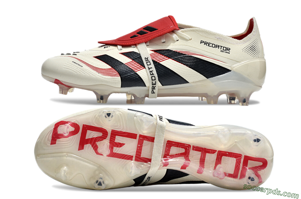 Adidas Predator Elite Foldover Tongue FG Low-Tops Football Boots - Beige/Black/Red 1