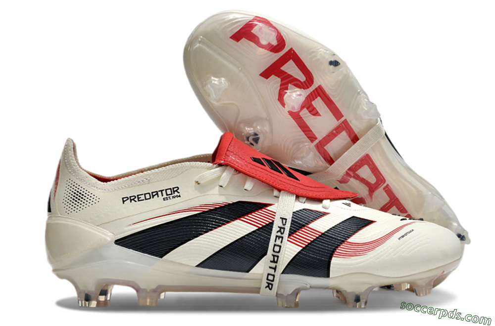 Adidas Predator Elite Foldover Tongue FG Low-Tops Football Boots - Beige/Black/Red 2