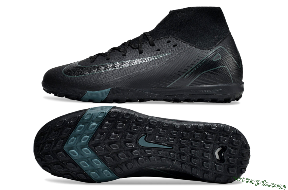 Nike Air Zoom Mercurial Superfly 10 Elite TF High-Tops Football Shoes - Black/Green/Silver 0
