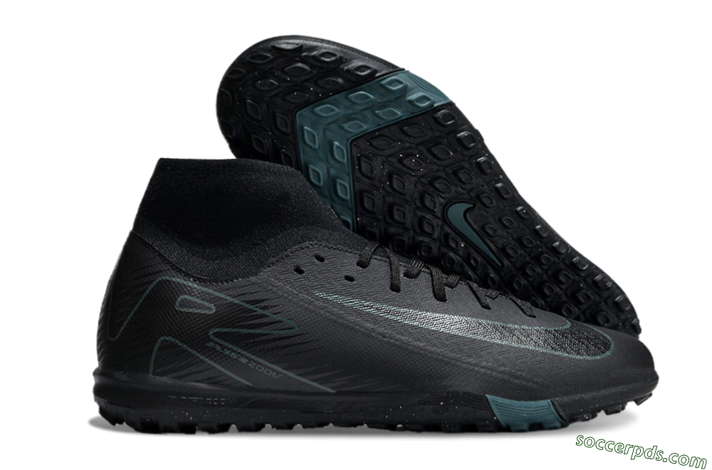 Nike Air Zoom Mercurial Superfly 10 Elite TF High-Tops Football Shoes - Black/Green/Silver 1