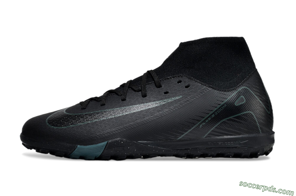 Nike Air Zoom Mercurial Superfly 10 Elite TF High-Tops Football Shoes - Black/Green/Silver 2