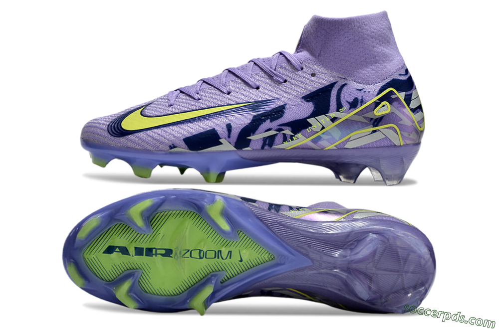 Nike Air Zoom Mercurial Superfly 10 Elite FG High-Tops Football Boots - Purple/Yellow/White 6