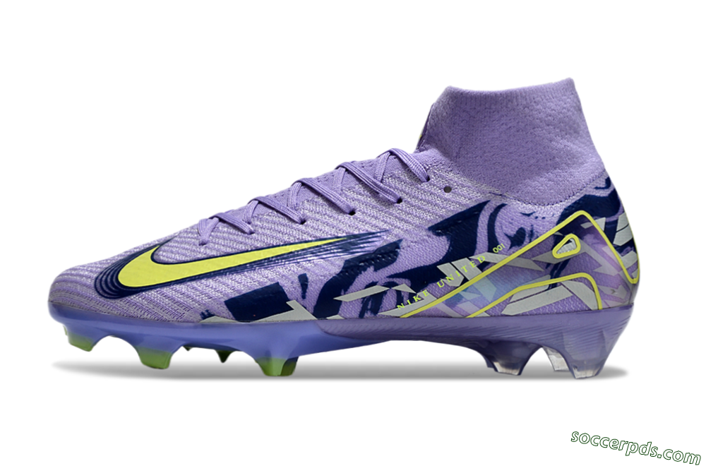 Nike Air Zoom Mercurial Superfly 10 Elite FG High-Tops Football Boots - Purple/Yellow/White 4