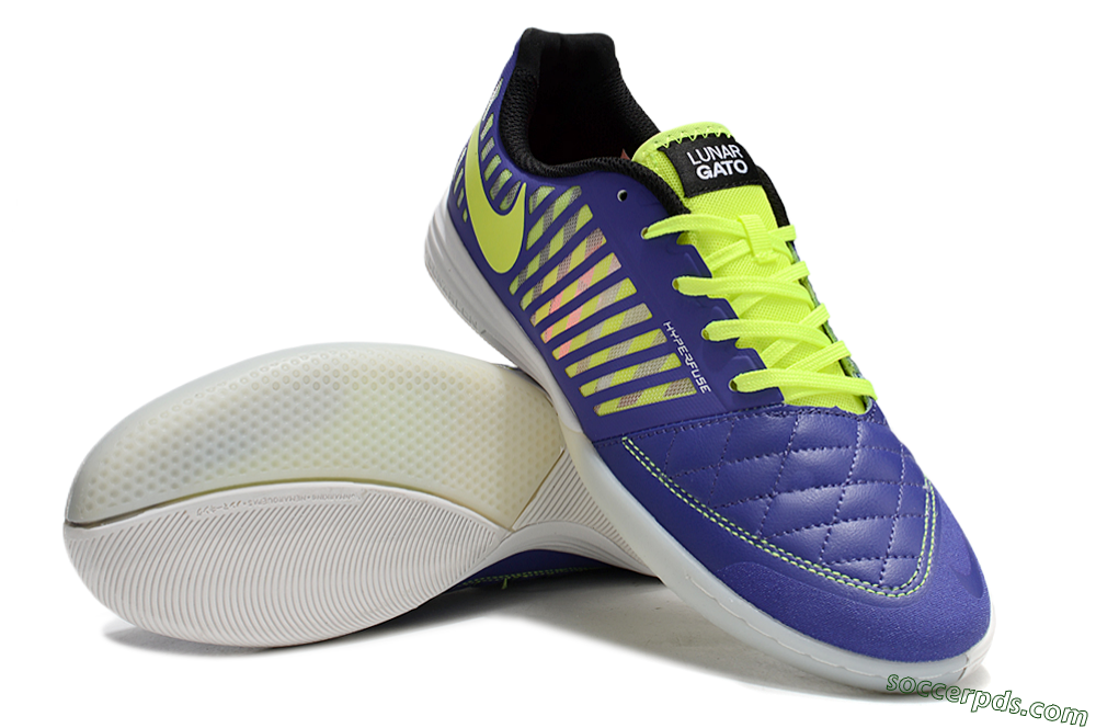Nike Lunar Gato 2 IC Low-Tops Football Shoes - Blue/Yellow/White 3