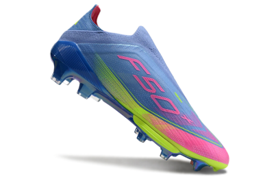 Adidas F50+ Elite Lightstrike Pro Laceless FG Low-Tops Football Boots - Blue/Pink/Yellow