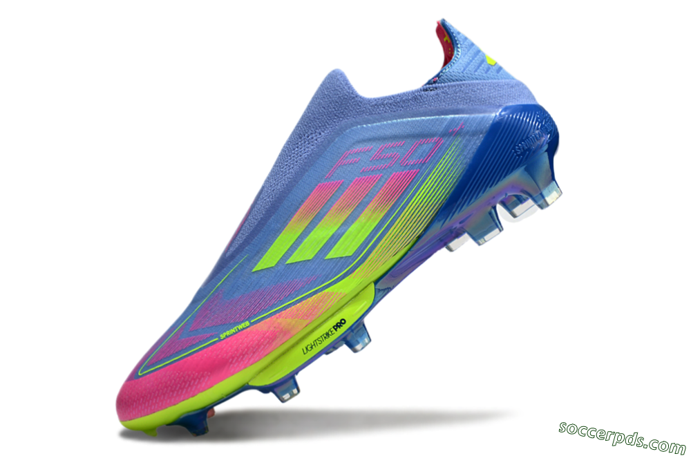 Adidas F50+ Elite Lightstrike Pro Laceless FG Low-Tops Football Boots - Blue/Pink/Yellow 5