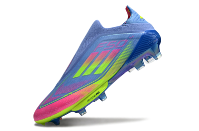 Adidas F50+ Elite Lightstrike Pro Laceless FG Low-Tops Football Boots - Blue/Pink/Yellow