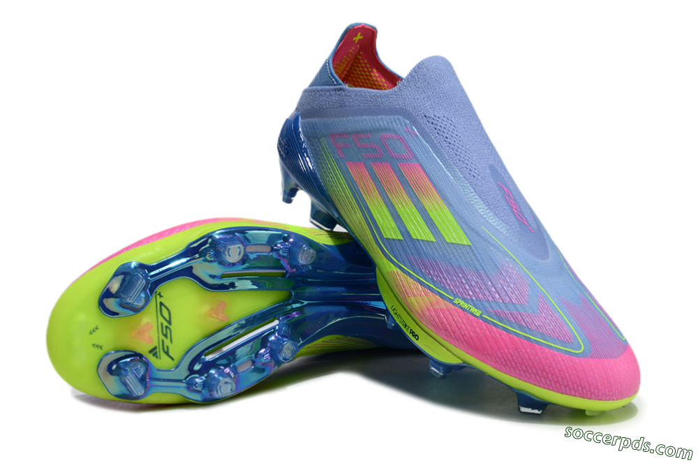 Adidas F50+ Elite Lightstrike Pro Laceless FG Low-Tops Football Boots - Blue/Pink/Yellow 3