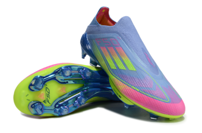 Adidas F50+ Elite Lightstrike Pro Laceless FG Low-Tops Football Boots - Blue/Pink/Yellow