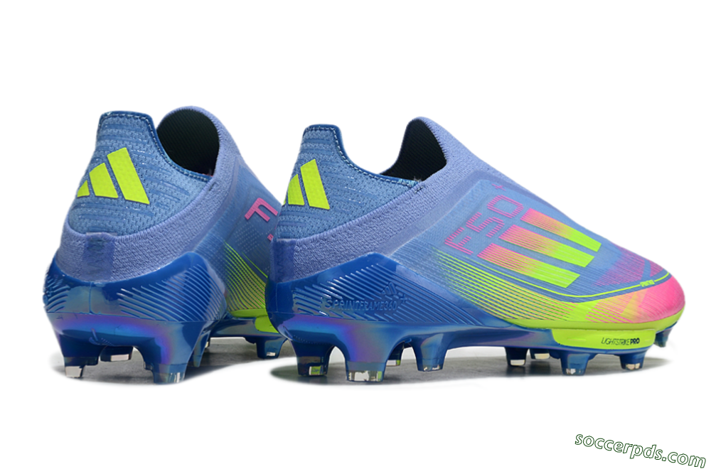 Adidas F50+ Elite Lightstrike Pro Laceless FG Low-Tops Football Boots - Blue/Pink/Yellow 6