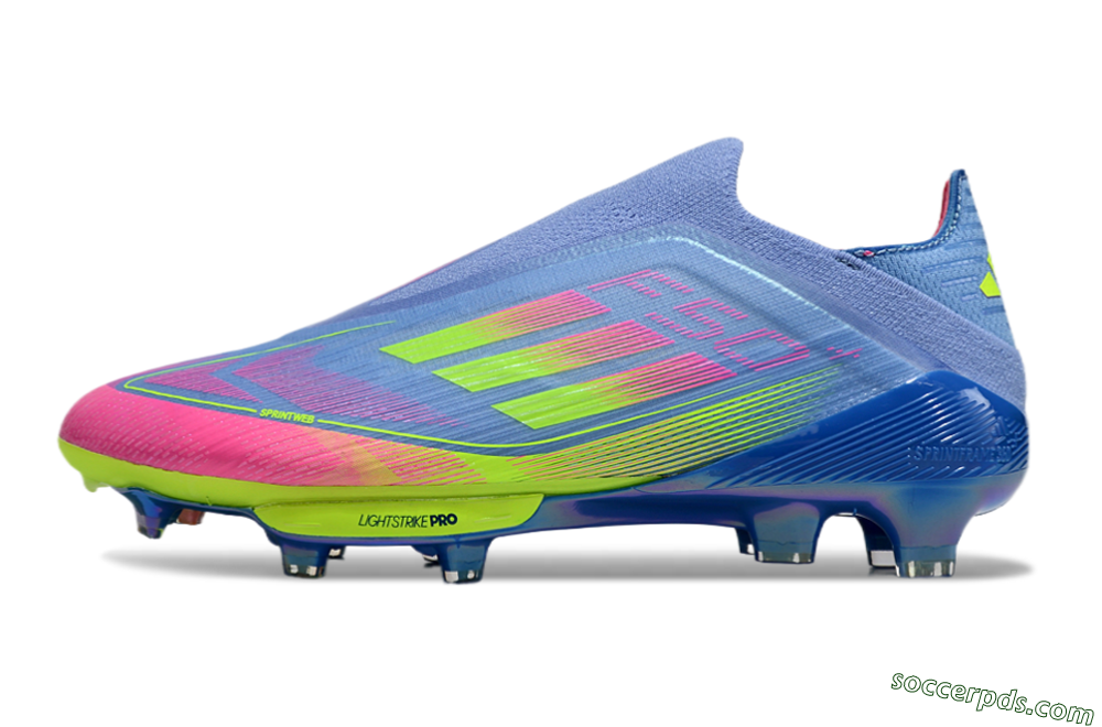 Adidas F50+ Elite Lightstrike Pro Laceless FG Low-Tops Football Boots - Blue/Pink/Yellow 2