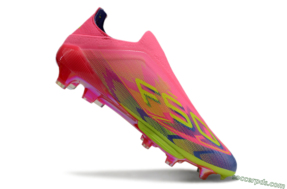Adidas F50+ Elite Lightstrike Pro Laceless FG Low-Tops Football Boots - Pink/Blue/Yellow 4