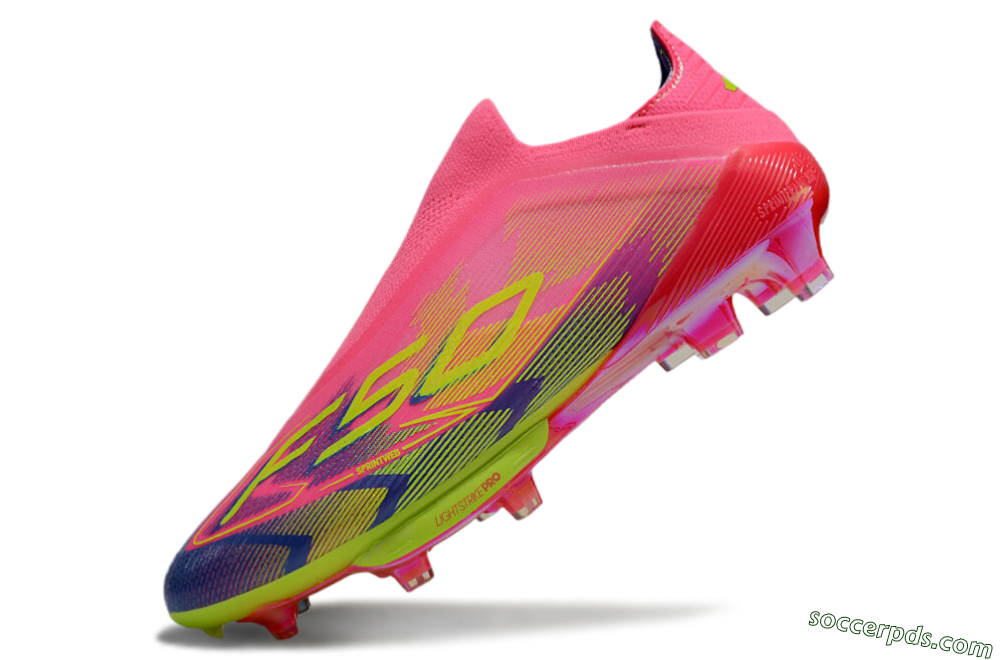 Adidas F50+ Elite Lightstrike Pro Laceless FG Low-Tops Football Boots - Pink/Blue/Yellow 5