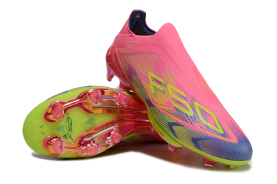 Adidas F50+ Elite Lightstrike Pro Laceless FG Low-Tops Football Boots - Pink/Blue/Yellow