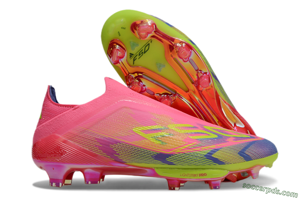 Adidas F50+ Elite Lightstrike Pro Laceless FG Low-Tops Football Boots - Pink/Blue/Yellow 1