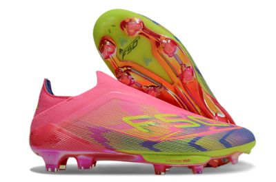 Adidas F50+ Elite Lightstrike Pro Laceless FG Low-Tops Football Boots - Pink/Blue/Yellow