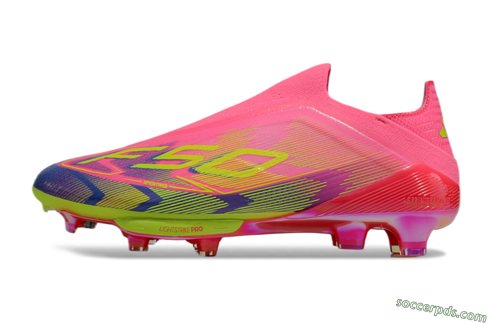Adidas F50+ Elite Lightstrike Pro Laceless FG Low-Tops Football Boots - Pink/Blue/Yellow 2
