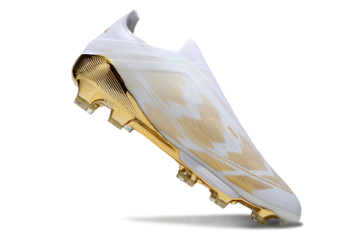 Adidas F50+ Elite Lightstrike Pro Laceless FG Low-Tops Football Boots - White/Gold