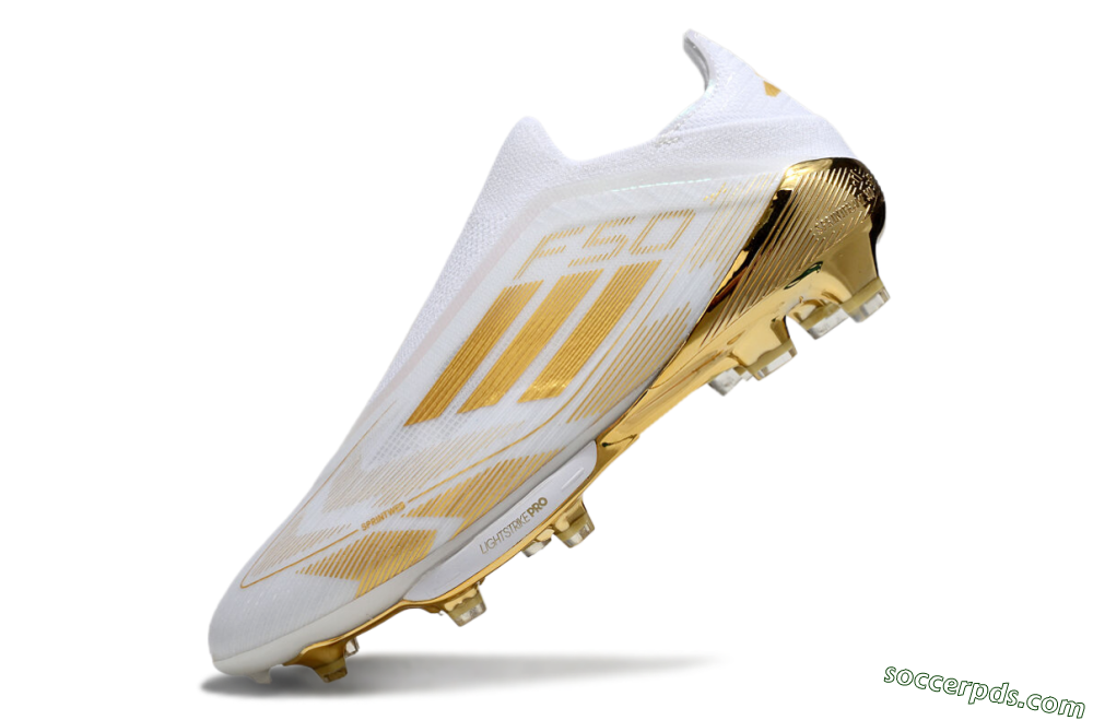 Adidas F50+ Elite Lightstrike Pro Laceless FG Low-Tops Football Boots - White/Gold 5
