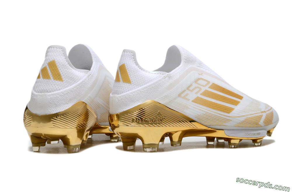 Adidas F50+ Elite Lightstrike Pro Laceless FG Low-Tops Football Boots - White/Gold 6