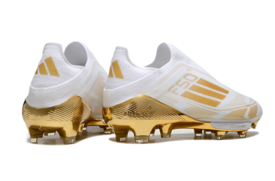Adidas F50+ Elite Lightstrike Pro Laceless FG Low-Tops Football Boots - White/Gold