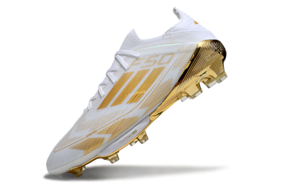 Adidas F50+ Elite Lightstrike Pro FG Low-Tops Football Boots - White/Gold