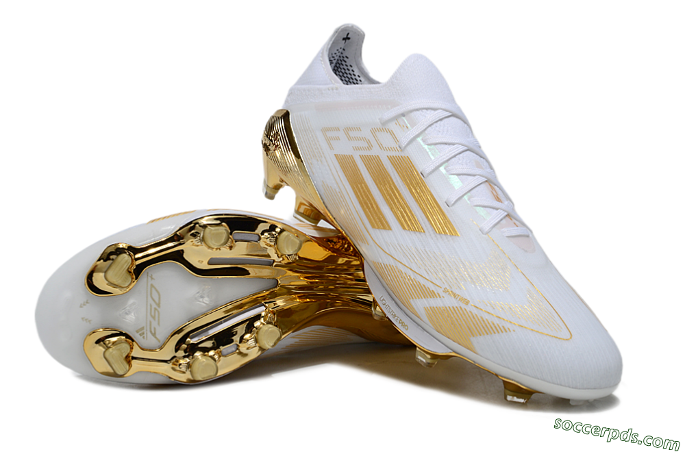 Adidas F50+ Elite Lightstrike Pro FG Low-Tops Football Boots - White/Gold 3