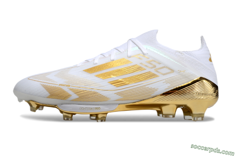 Adidas F50+ Elite Lightstrike Pro FG Low-Tops Football Boots - White/Gold 2
