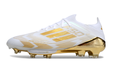 Adidas F50+ Elite Lightstrike Pro FG Low-Tops Football Boots - White/Gold