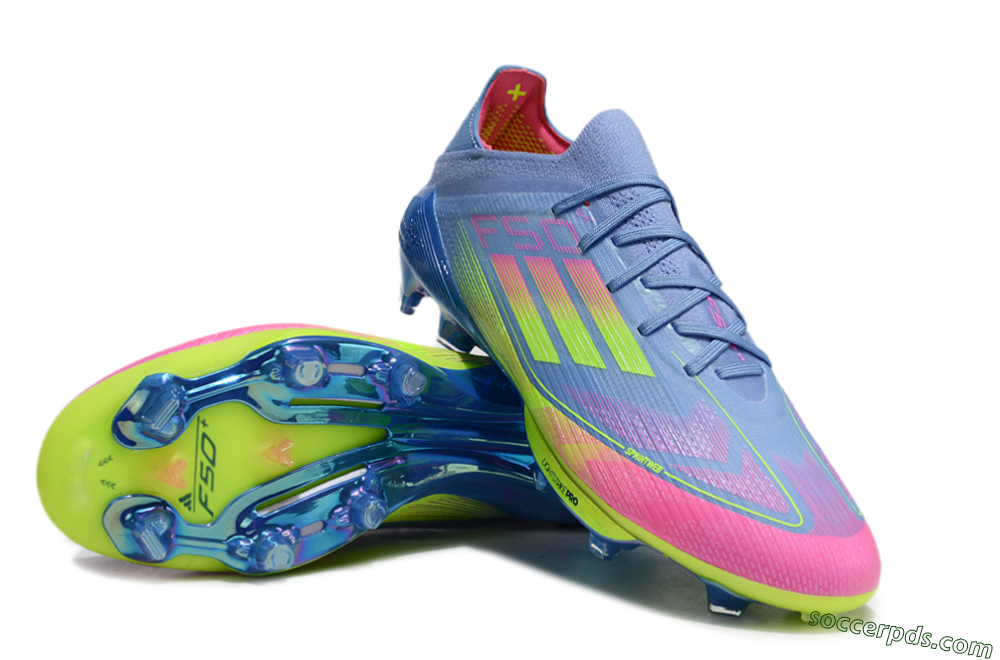 Adidas F50+ Elite Lightstrike Pro FG Low-Tops Football Boots - Blue/Pink/Yellow 3