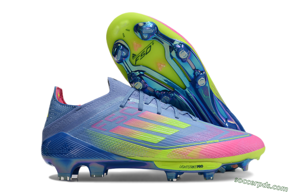 Adidas F50+ Elite Lightstrike Pro FG Low-Tops Football Boots - Blue/Pink/Yellow 1