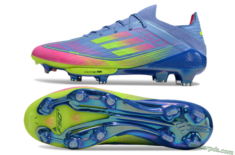 Adidas F50+ Elite Lightstrike Pro FG Low-Tops Football Boots - Blue/Pink/Yellow 0