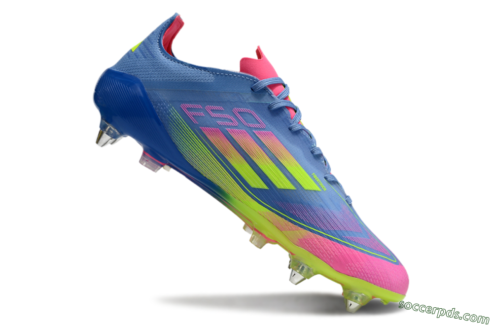 Adidas F50 Elite SG Low-Tops Football Boots - Blue/Pink/Yellow 4