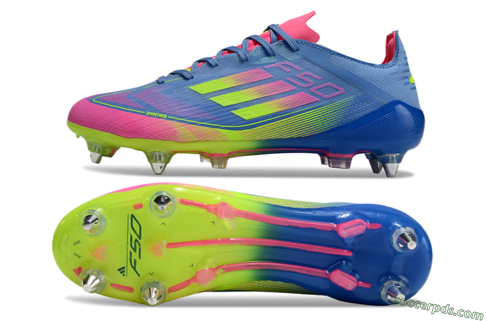 Adidas F50 Elite SG Low-Tops Football Boots - Blue/Pink/Yellow 0