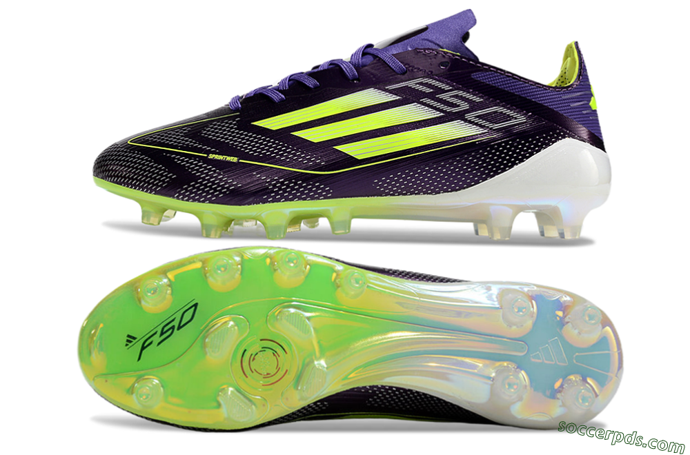 Adidas F50 Elite AG Low-Tops Football Boots - Purple/Yellow/White 0