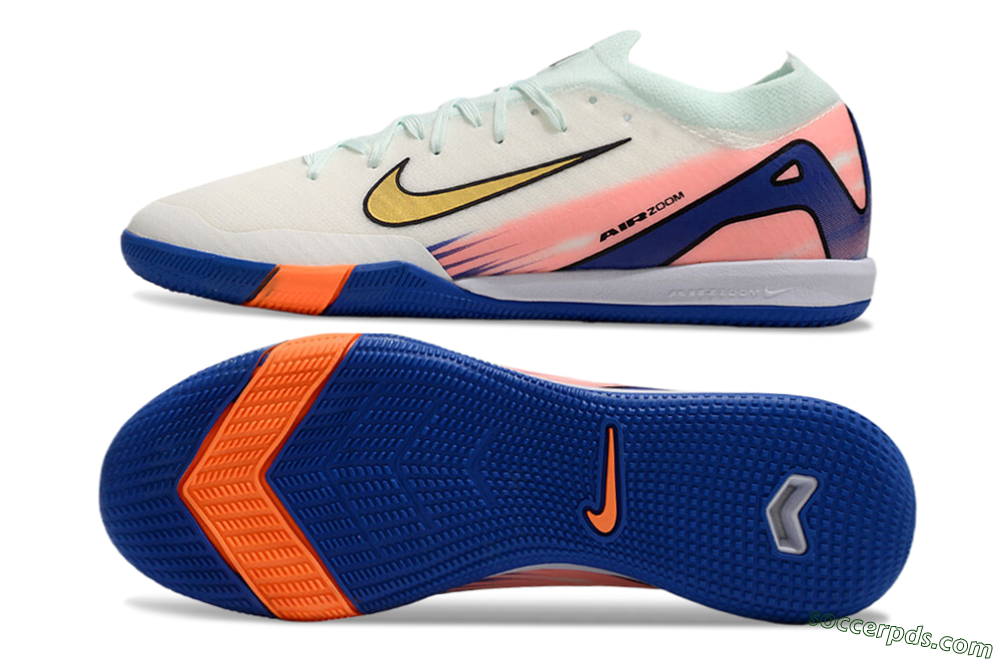 Nike Air Zoom Mercurial Vapor 16 Elite IC Low-Tops Football Shoes - Jade/Gold/Pink/Blue 0