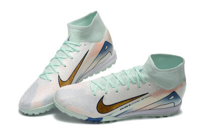 Nike Air Zoom Mercurial Superfly 10 Elite TF High-Tops Football Shoes - Jade/Gold/Red