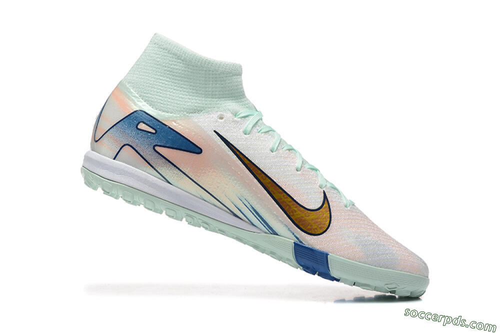 Nike Air Zoom Mercurial Superfly 10 Elite TF High-Tops Football Shoes - Jade/Gold/Red 7
