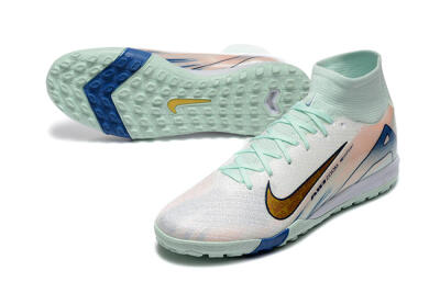 Nike Air Zoom Mercurial Superfly 10 Elite TF High-Tops Football Shoes - Jade/Gold/Red